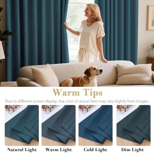 Miniatura 6 de Cortinas opacas de alta calidad con aislamiento térmico para dormitorio o sala de estar, con ojales clásicos en la parte superior
