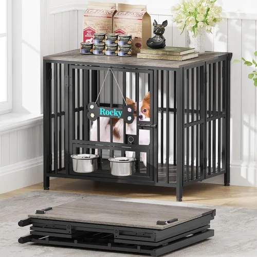 Miniatura 15 de Easycom Mueble plegable para perros de 43 pulgadas, no se ensambla para perros, jaulas decorativas para interiores, jaulas XL para perros grandes