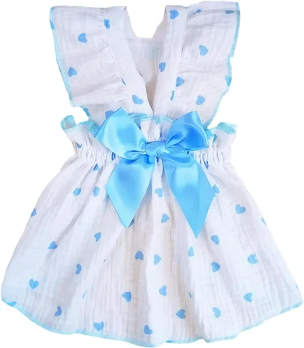 Miniatura 15 de QWINEE Vestido con estampado de corazón para perro y gato, decoración de lazo, lindo vestido de tutú para cachorro, falda tutú para chihuahua, Rosa
