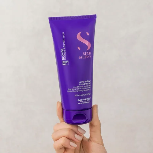Miniatura 5 de ALFAPARF MILANO Semi di Lino - Acondicionador morado con depósito de color, elimina los tonos amarillos y cobrizos para cabello rubio, platino