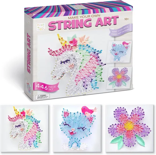 Hapinest Kit de Arte con Hilo para Niños de 10-12 Años en Adelante, Kit de Arte con Hilo 3D Manualidades para Adolescentes, Regalos de Cumpleaños