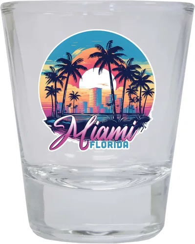 Miniatura 5 de Miami Florida B Souvenir - Vaso de chupito redondo de 1.5 onzas, color azul Azul Individual