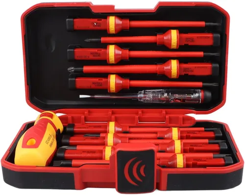 Miniatura 8 de Juego de destornilladores aislados, 1000 V profesional aislado electricista con cuchillas intercambiables, 13 piezas de destornillador magnético