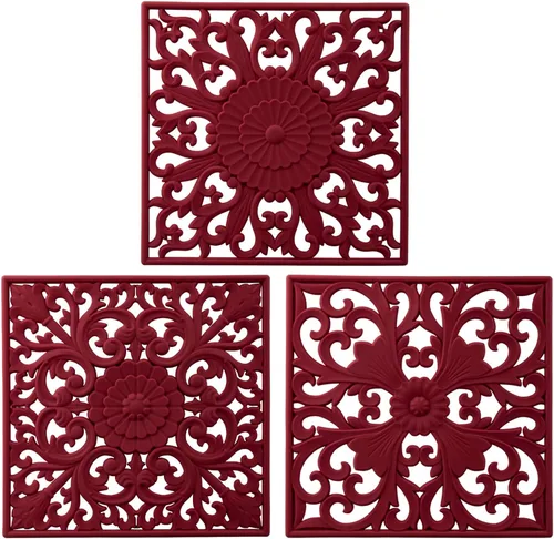 Miniatura 8 de Salvamanteles de silicona para platos calientes, ollas y sartenes, tapete de salvamanteles tallado multiusos, tapetes de silicona aislados