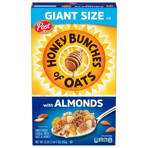 Miniatura 16 de Honey Bunches of Oats Cereal de desayuno con almendras, cereal de almendras con miel con racimos de avena y granola, caja de 12 onzas