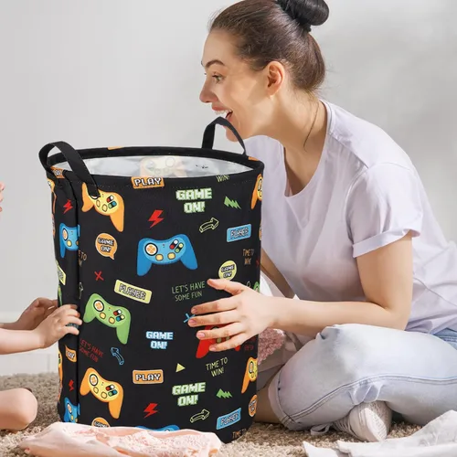Miniatura 6 de Zhehao 2 Piezas Cesta de Ropa Sucia Gamer para Niños Cesta de Ropa Sucia para Niños Decoración de Habitación Gamer Cesta de Almacenamiento Gaming
