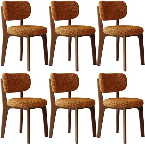 Miniatura 52 de YVYKFZD Solid Wood Dining Chairs, Fabric Dining Room Chair Set of 2/4/6, Upholstered Kitchen Chairs with Curved Backrest, Armless Living Room Chair