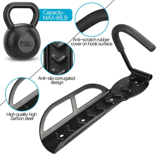 Miniatura 3 de DkOvn Paquete de 1/2/4 Soportes de Pared para Bicicleta de Garaje, Soporte de Pared para Bicicleta con Tornillos, Soporta hasta 66 lb para 1 paquete