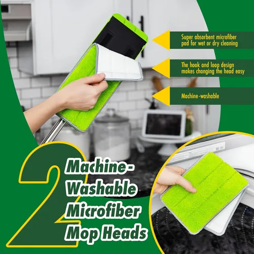 Miniatura 3 de Libman Sistema de fregona y cubeta Rinse 'n Wring, fregona de microfibra seca y húmeda para limpieza de pisos, madera dura, laminado, limpiador