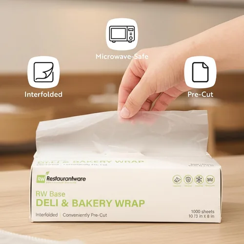 Miniatura 4 de Restaurantware Paquete de 1000 envolturas de plástico para alimentos, 10.75 x 8 pulgadas, precortadas, transparentes, desechables, para microondas