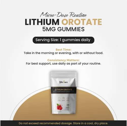 Miniatura 5 de Gomitas de Orotate de litio de 5 mg, suplemento de litio de microdosis prémium para un equilibrio y concentración tranquilos, sabor natural a