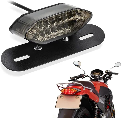 Miniatura 10 de Luz trasera universal de 15 LEDs para motocicleta, luz de freno con soporte de placa compatible con Honda Yamaha Suzuki para Street Bike Sport Bike