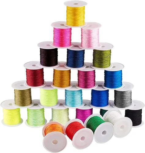 Miniatura 10 de PH PandaHall 600 yardas de 0.031 in de nailon para cuentas de hilo de cuerda de nudo chino Kumihimo hilo de macramé, cordón de cuerda para macramé