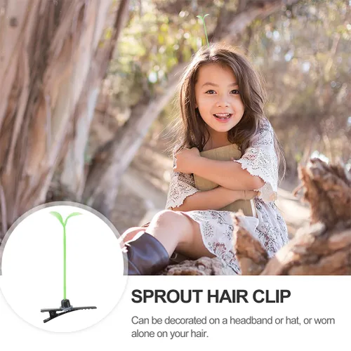 Miniatura 6 de 100 pinzas para el pelo de brotes de frijoles, divertidas pinzas para el cabello de plantas verdes, pasador de hierba pequeña, accesorios