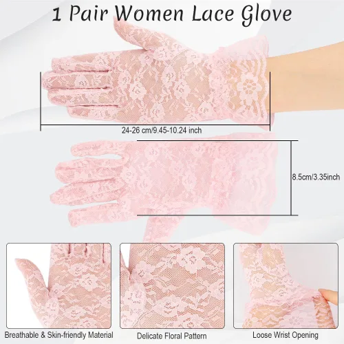 Miniatura 5 de Cytokio Guantes de encaje, guantes de encaje para mujer, guantes de fiesta de té, guantes de novia de boda, ópera de moda, Halloween, cosplay