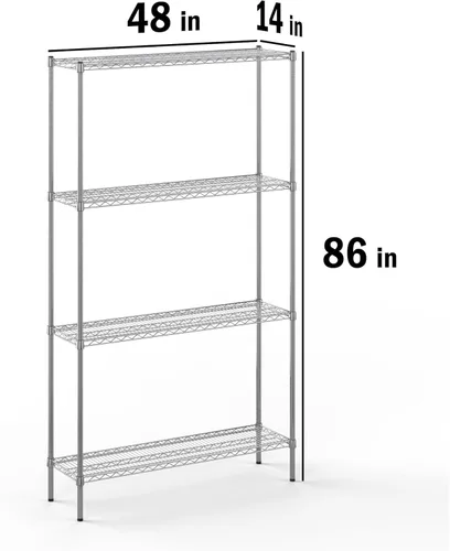 Miniatura 2 de Kit de estantería de alambre cromado de 4 niveles de 14 pulgadas de profundidad x 48 pulgadas de ancho x 86 pulgadas de alto Unidad de estante