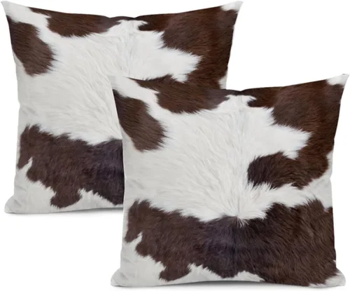 Miniatura 11 de Juego de 2 fundas de almohada lumbares de piel de vaca occidental de 12 x 20 pulgadas, fundas de almohada rectangulares decorativas de piel