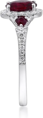 Miniatura 4 de Gin & Grace Anillo de rubí genuino Mozambique de oro blanco de 14 quilates con diamantes para mujer Joyas hechas a mano con forma de rubí de origen
