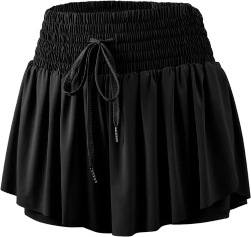 Miniatura 7 de Blaosn Pantalones cortos atléticos fluidos para mujer, cintura alta, gimnasio, yoga, entrenamiento, correr, pantalones cortos, falda, ropa linda