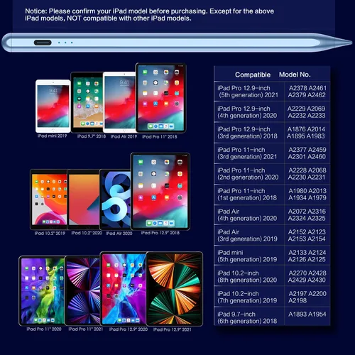 Miniatura 2 de Lápiz óptico para iPad de 6ª a 11ª generación, 10 minutos de carga rápida Apple Pencil compatible con iPad Pencil 2018-2025, Apple Pen para iPad Pro