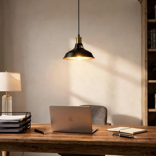 Miniatura 7 de Paquete de 1 lámpara colgante, lámpara colgante industrial con pantalla de metal, iluminación colgante de granja para isla de cocina, pasillo