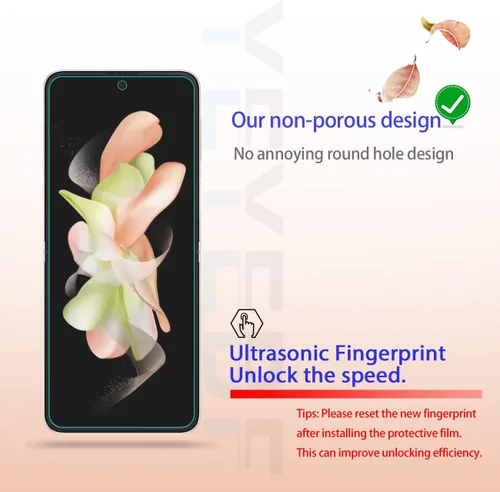 Miniatura 4 de Protector de pantalla para Galaxy Z Flip 4 5G + protectores de lente de cámara, [2+2 unidades] Protector de pantalla de cobertura completa