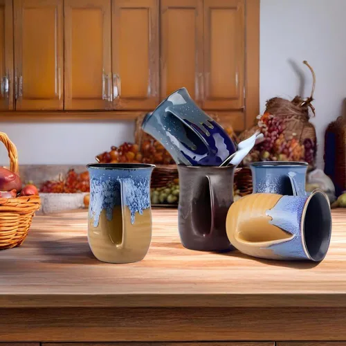Miniatura 6 de Taza de café calentadora de manos de cerámica hecha a mano (MEJORADA) - Tazas grandes calentadoras de manos de cerámica de 16 onzas, regalo con Taza