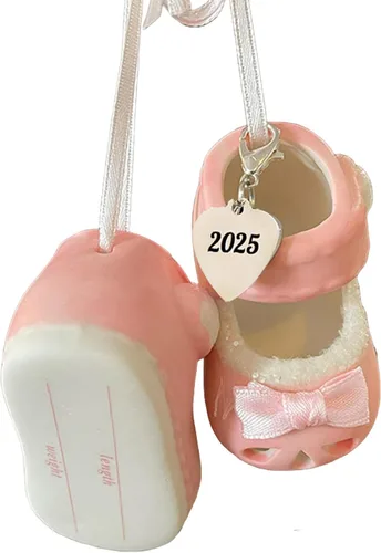 Miniatura 21 de Ganz Zapatos de bebé niña adornos personalizados rosa fechado 2023 botines de adorno de la primera Navidad para nuevos padres, nacimiento