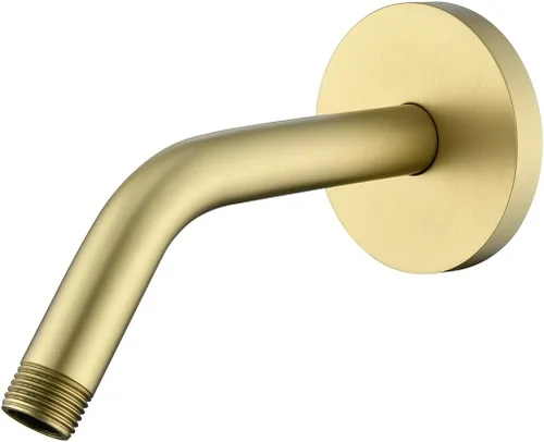 Miniatura 22 de Brazo de ducha de barrido de 16 pulgadas de largo montado en la pared Extensión de cabezal de ducha dorada con brida única, conexión estándar de 1/2