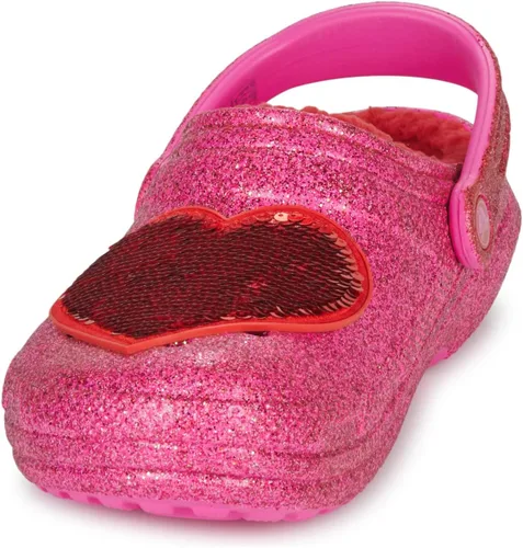 Miniatura 4 de Crocs Zueco de corazón con purpurina rosa con forro clásico unisex para adultos