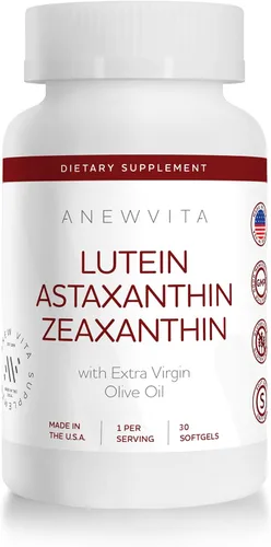 Astaxantina luteína, zeaxantina, suplemento de apoyo para la salud ocular, fórmula antioxidante 2 en 1 con Lutemax y AstaReal, con aceite de oliva