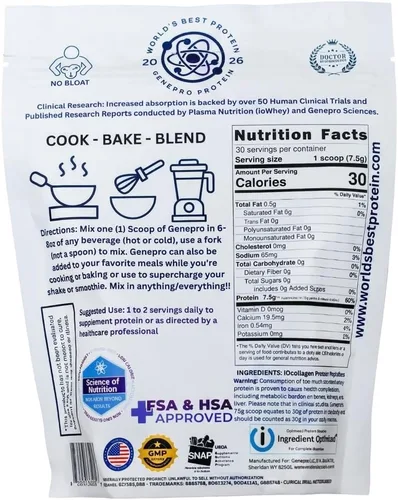 Miniatura 2 de GENEPRO GEN. 3 Musclegen Research - Proteína en polvo sin sabor con péptidos de colágeno, sin lactosa, sin gluten, batido suplemento de proteína