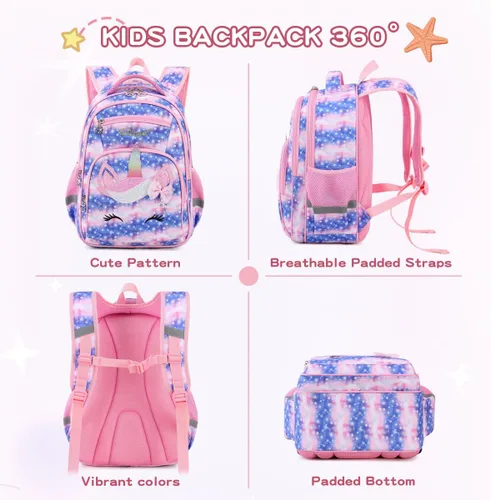 Miniatura 7 de Cusangel Mochila para niños Par (dinosaurio mecánico), 1 Unicornio Cielo, dibujos animados