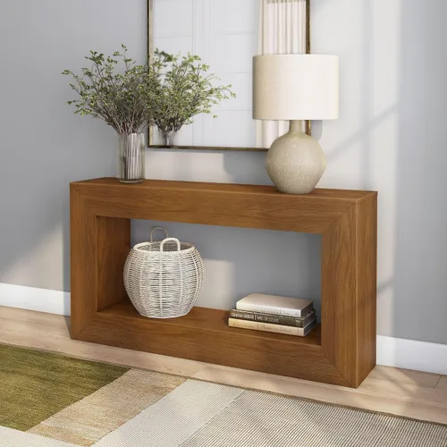 Miniatura 8 de Plank+Beam Mesa Consola Grand, Mesa de Sofá Moderna de Madera Maciza de 56 Pulgadas, Mesa de Entrada Estrecha para Pasillo, Detrás del Sofá, Sala