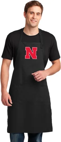 Broad Bay Delantal de la Universidad de Nebraska de tamaño grande Nebraska Huskers regalo para hombres o mujeres hombre él ella, Negro -