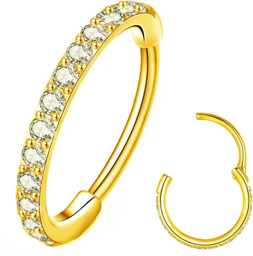Miniatura 17 de Aretes de acero quirúrgico 316L con circonia cúbica transparente, para cartílago, concha, hélix, rook, tragus, lóbulo, piercing para el cuerpo