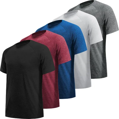 MLYENX Paquete de 7 camisetas de entrenamiento para hombre, secado rápido, absorben la humedad, camisetas atléticas para hombre