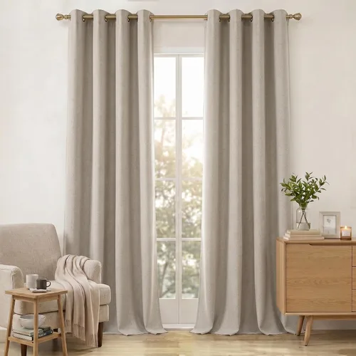 Miniatura 10 de Anpark Cortinas 100% opacas para dormitorio, cortina opaca de lino estilo granja de 84 pulgadas de largo, juego de 2 paneles, cortinas de ventana