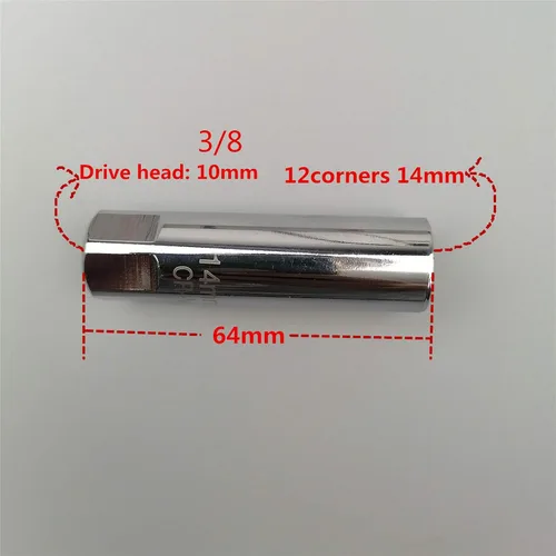 Miniatura 5 de Herramienta de extracción de llave de bujía, pared delgada, 12 ángulos, 0.551 in, 3/8 pulgadas, adecuada para BMW Mini Nissan, etc. 12 puntos 0.551