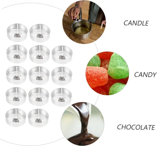 Miniatura 9 de EXCEART Juego de 100 velas de aluminio para decoración de velas, contenedor de caja de aperitivos, kits de adornos caseros, estuche de mecha