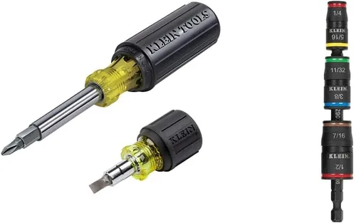 Klein Tools Juego de destornilladores multipunta 11 en 1, juego de destornilladores rechonchos 6 en 1 y juego de llaves de impacto 7 en 1