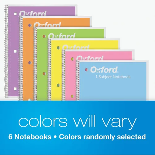 Miniatura 6 de Cuadernos en espiral Oxford, cuadernos en espiral de gran capacidad con reglas anchas para la escuela, 1 cuaderno escolar por materia, 70 hojas