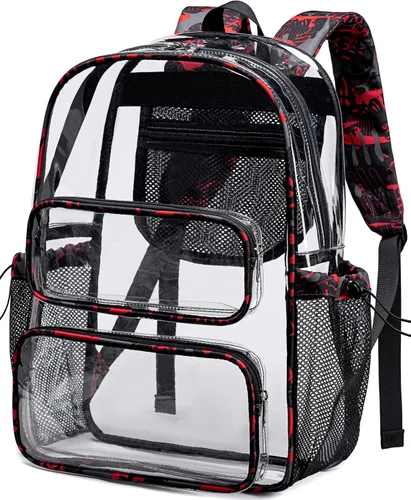 Miniatura 75 de CAMTOP Mochila transparente resistente y transparente para estudiantes, escuela, trabajo, festival, viajes, deportes, Beige, Mediana, Camtop Mochila