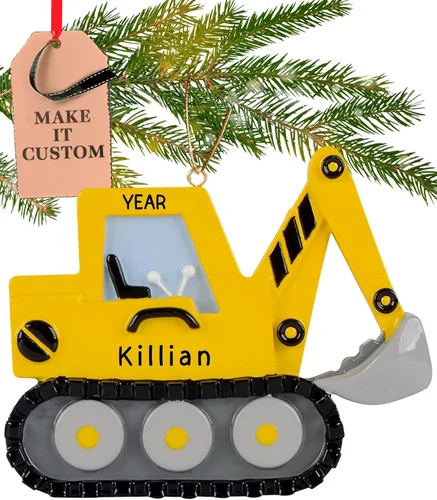 Miniatura 10 de Adorno personalizado de excavadora 2026 Adornos de Navidad personalizados con láser grabados con láser para árbol Regalo de recuerdo de vehículo