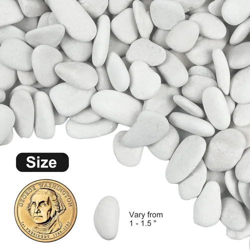 Miniatura 2 de Rocas de río blanco perla de 10 libras para paisajismo, guijarros pulidos para plantas, piedras decorativas de jardín, rocas de plantas de 1-1.5