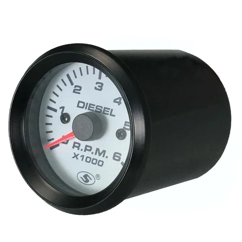 Miniatura 2 de MOTOR METER RACING 52mm 2-1/16" Tacómetro Universal para Alternador de Motor Diesel 6000 RPM Dial Blanco en Panel esfera blanca