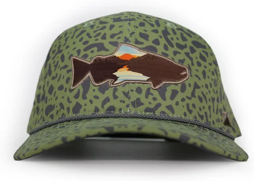 Miniatura 9 de Paramount Outdoors Sombrero de pesca de trucha al atardecer, diseño de silueta de pez de montaña, sombrero para exteriores con cómodo Snapback