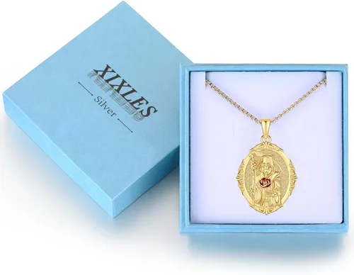 Miniatura 63 de Collar con colgante de plata de ley 925 con medalla de San Patrón, joyería religiosa para hombres y mujeres, con cadena de acero inoxidable 316L