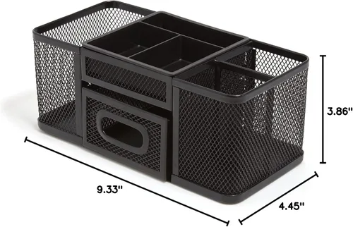 Miniatura 6 de TRU RED Organizador de escritorio de malla de alambre, soporte para accesorios de 7 compartimentos, almacenamiento de escritorio para uso en oficina