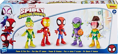 Miniatura 2 de Spidey y sus increíbles amigos Hasbro Marvel, paquete de amigos y enemigos, 5 figuras de acción, 4 pulgadas, juguetes de superhéroes preescolares